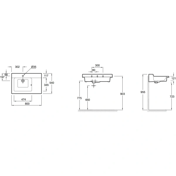 Раковина Jacob Delafon Soprano 80 см белая - фото 3