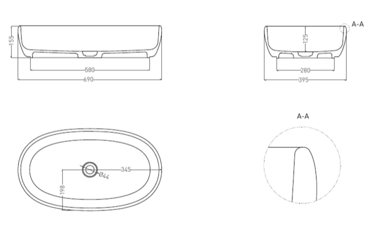 Раковина Salini Luce 70 см покраска по RAL полностью - фото 2