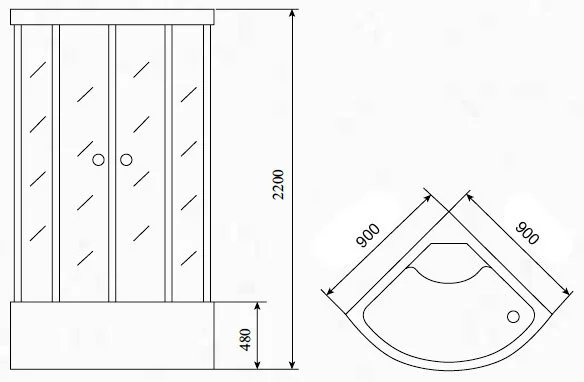 Душевая кабина Timo, четверть круга - фото 2