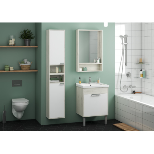 Шкаф подвесной Акватон Флай 35 см белый/дуб крафт, левый, окрашенные - фото 8