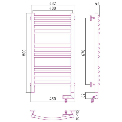Схема, из нержавеющей стали, без полки, неповоротные, с терморегулятором - фото 6
