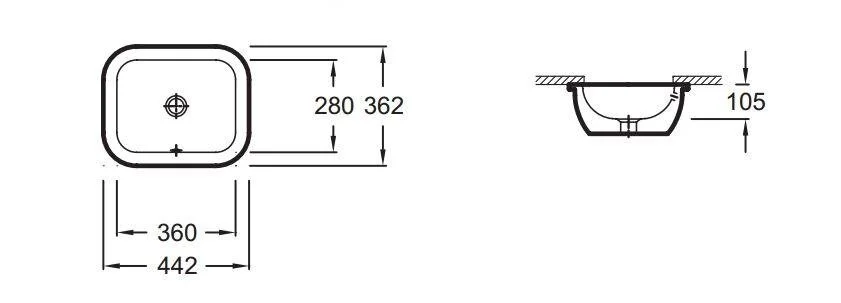 Раковина Jacob Delafon Vox 44 см встраиваемая - фото 2