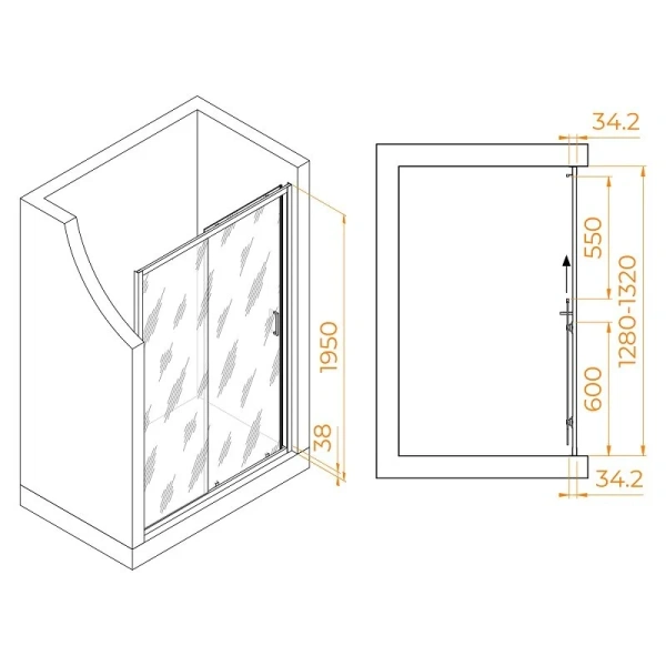 Душевая дверь в нишу RGW Passage PA-14B 130 см профиль черный, стекло прозрачное, современные, hi-tech - фото 2