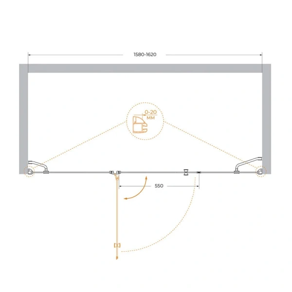 Душевая дверь в нишу Cezares Verona 160 см стекло прозрачное - фото 2