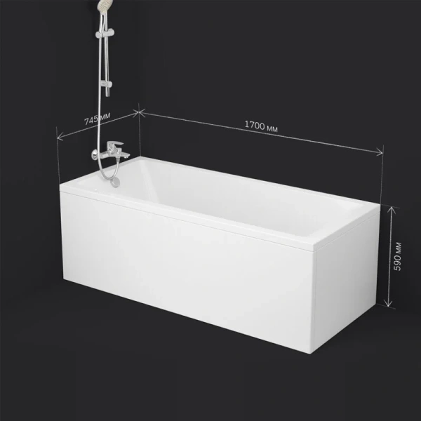 Ванна акриловая Am.Pm Gem 170x75 белая, современныe, hi-tech - фото 3