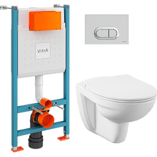 Унитаз с инсталляцией VitrA Normus кнопка хром - фото 1