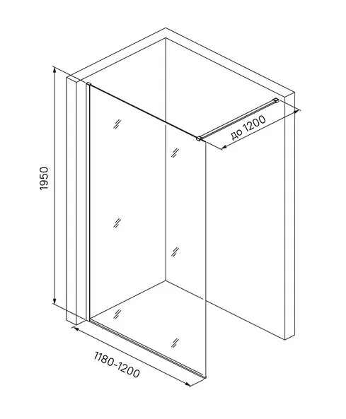 Душевая перегородка IDDIS Slide Walk In 120 см хром, современные, hi-tech - фото 2