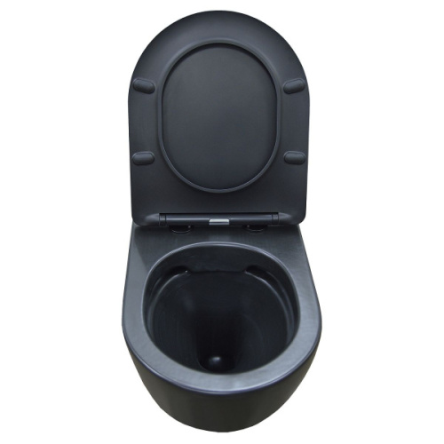 Унитаз подвесной Azario Gloria черный матовый, безободковые, сиденье с микролифтом , с антивсплеском - фото 5