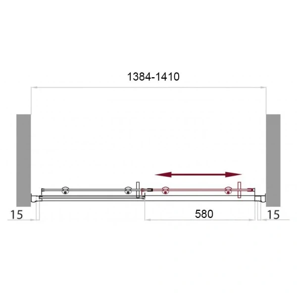 Душевая дверь в нишу BelBagno Uno 140 см профиль хром стекло рифленое, недорогие, в нишу, стеклянные - фото 5