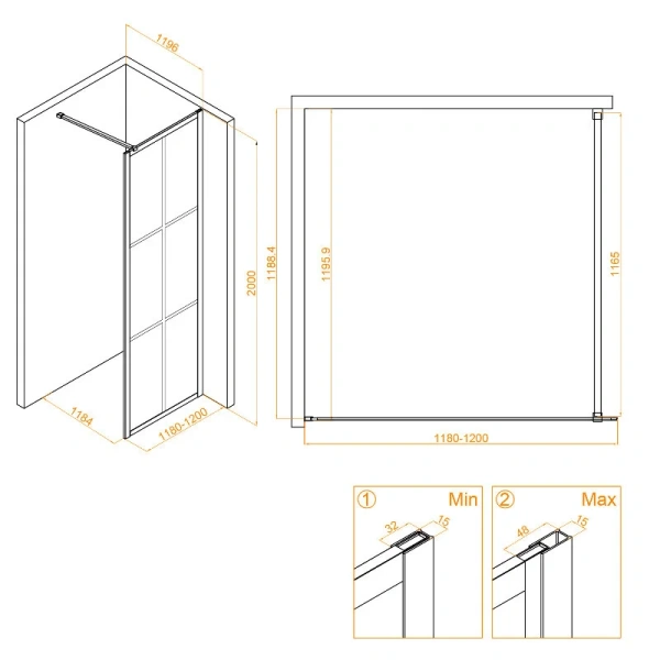 Душевая перегородка RGW Walk In WA-110Gb 120 см профиль золото Brush, стекло прозрачное - фото 4