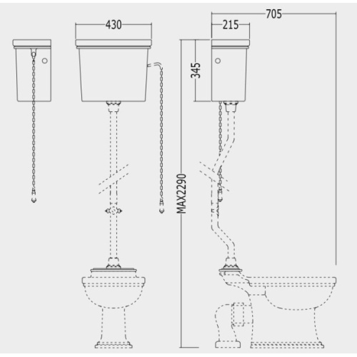 Унитаз с высоким бачком Devon & Devon Rose IBWCROSE фарфор - фото 2