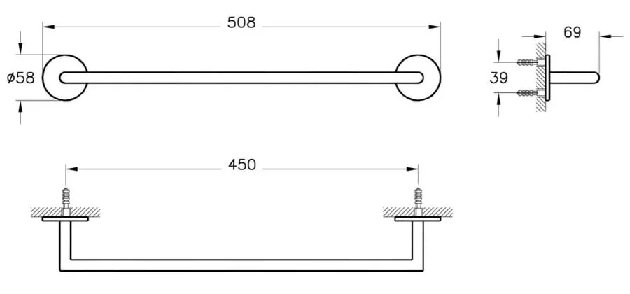 Полотенцедержатель для ванной VitrA Origin A44886 металлический - фото 4
