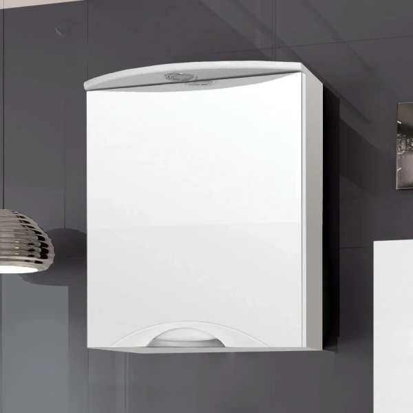 Зеркальный шкаф с подсветкой Style Line Жасмин-2 60/С Люкс 60 см белый глянец - фото 3