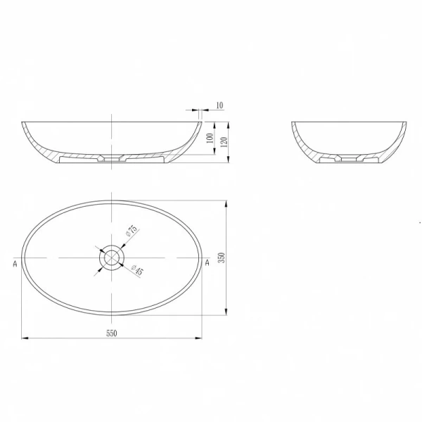 Раковина Abber Stein 55 см белая матовая - фото 2