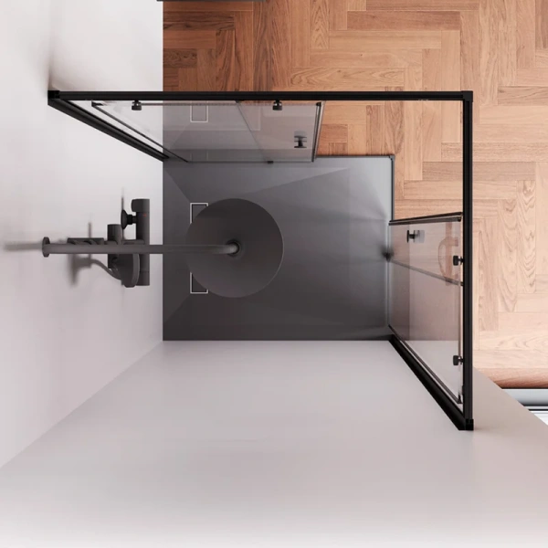 Душевой уголок Am.Pm X-Joy 100x80 см профиль черный матовый, стеклянные, угловые, без поддона - фото 6