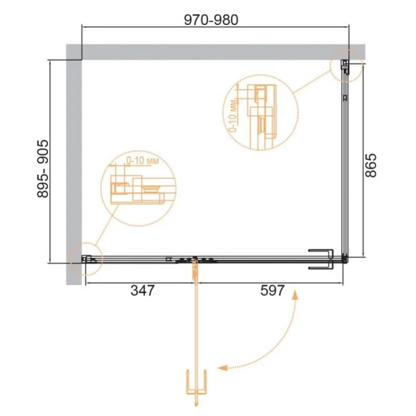 Душевой уголок Cezares Bellagio 100x90 см профиль брашированное золото - фото 2