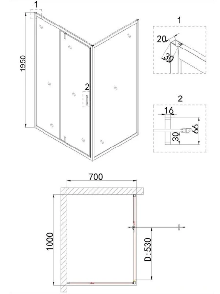Душевая дверь в нишу Niagara Nova 100 см профиль хром, современные, hi-tech - фото 2
