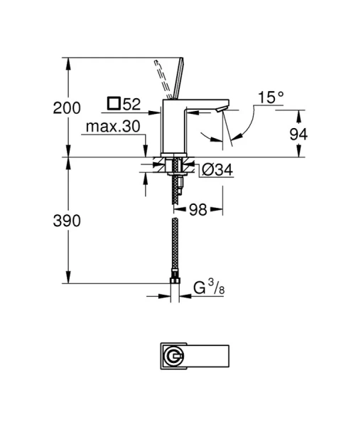 Смеситель для раковины Grohe Eurocube Joy 23656000 - фото 2