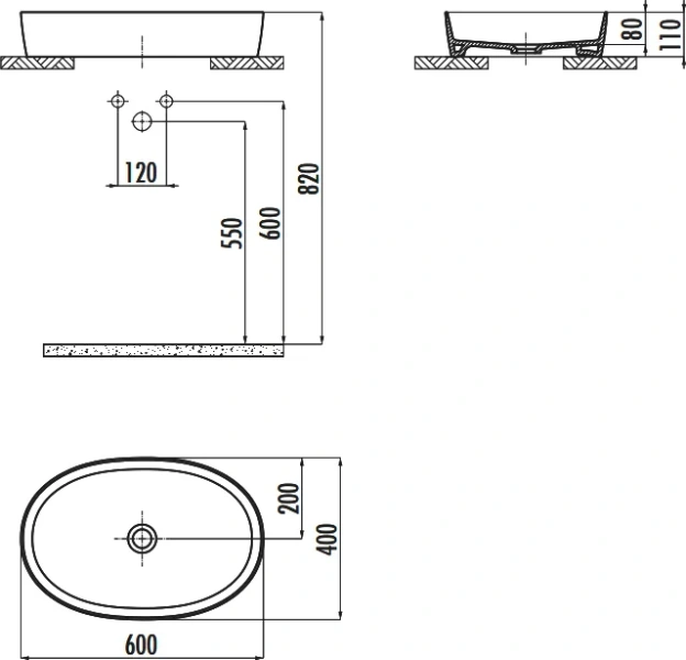 Раковина Creavit Loop 60 см овальная - фото 2