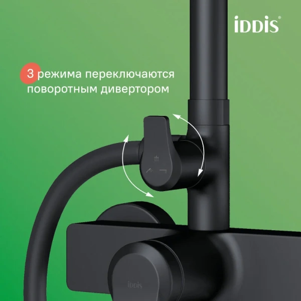 Душевая стойка IDDIS Parker с тропическим душем черная, в наличии - фото 9