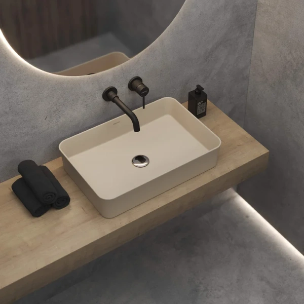 Раковина BERGES Ego 55 см матовый жасмин, современные, hi-tech - фото 2