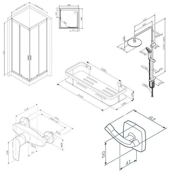 Душевой уголок Am.Pm Gem 90x90 см с душевой стойкой - фото 2