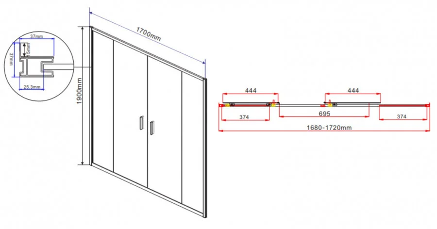 Душевая дверь в нишу Vincea Garda 170 см стекло шиншилла, современные, hi-tech - фото 2