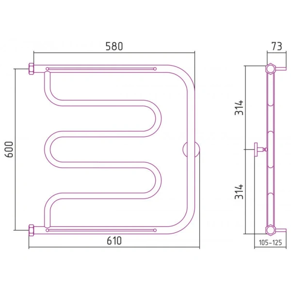 Полотенцесушитель водяной Сунержа Лира+ 60x60 см матовый чёрный - фото 2