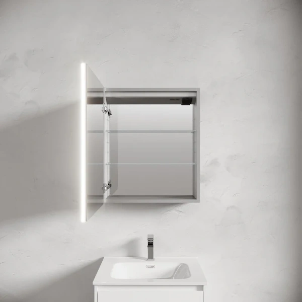 Зеркальный шкаф с подсветкой Sancos Evoke 60 см серый - фото 4