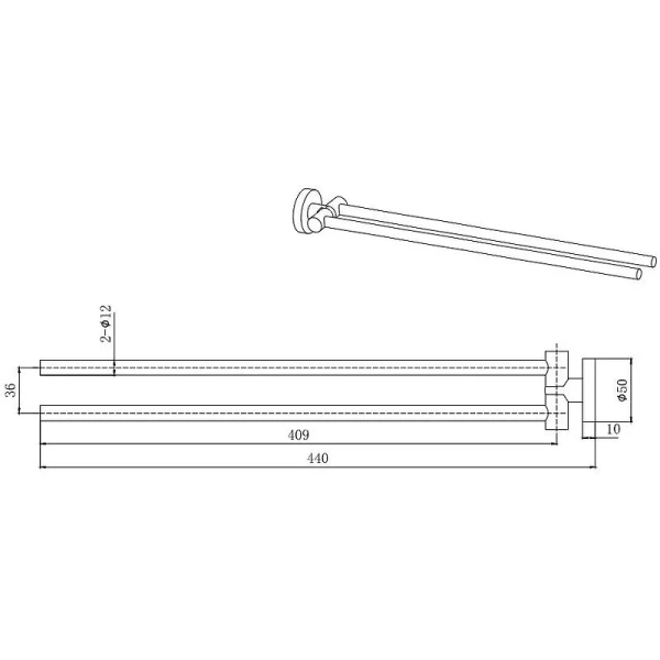 Полотенцедержатель Акватек Вега черный - фото 2