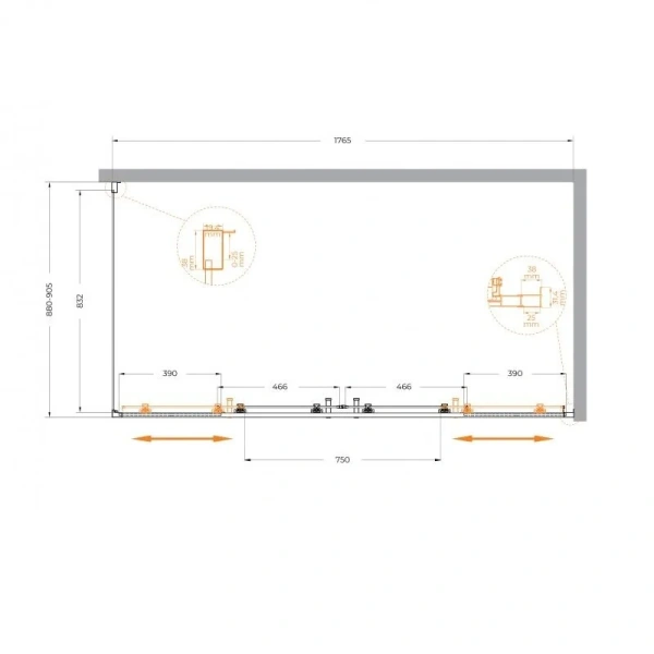 Душевой уголок Cezares Molveno 180х90 см стекло прозрачное профиль хром - фото 2
