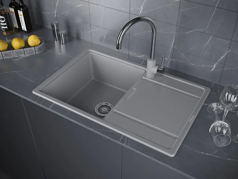 Мойка для кухни Paulmark Flugen 78 см серый металлик, прямоугольной формы - фото 4