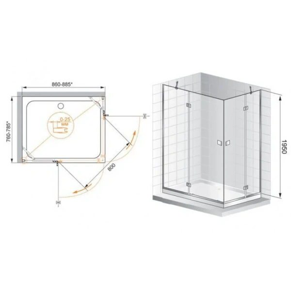 Душевой уголок Cezares Verona 120х100 см профиль хром - фото 2