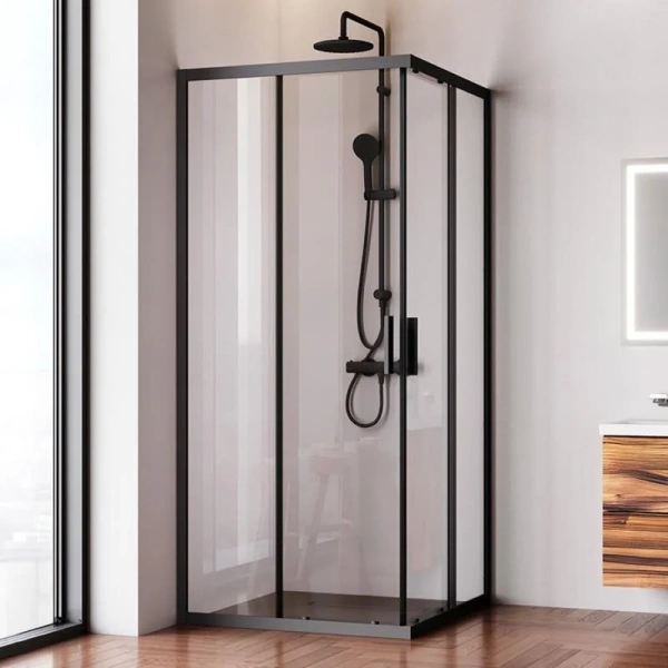 Душевой уголок Am.Pm Gem S 90x90 см профиль черный матовый, стекло прозрачное - фото 3