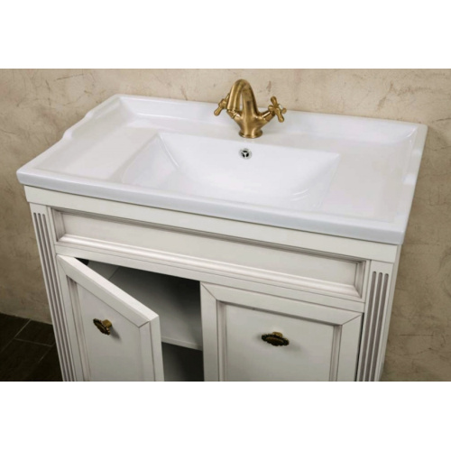 Тумба под раковину, цвет белый с патиной матовый, фурнитура бронза, La Beaute Vivien index_2 - фото 5