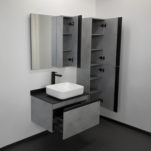 Зеркальный шкаф Comforty Эдинбург 75 см бетон светлый - фото 2