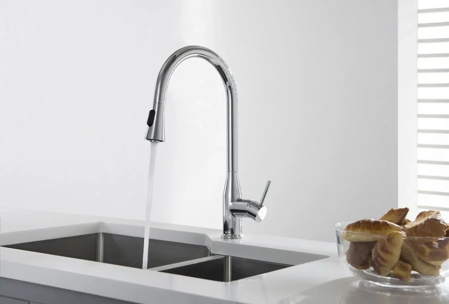 Смеситель для кухни хром Timo Saona 2336/00FL, с поворотным изливом, c выдвижным изливом (лейкой) - фото 7