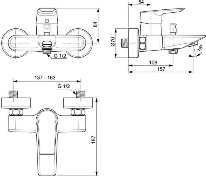 Смеситель для ванны Ideal Standard Tesi одноручный - фото 2