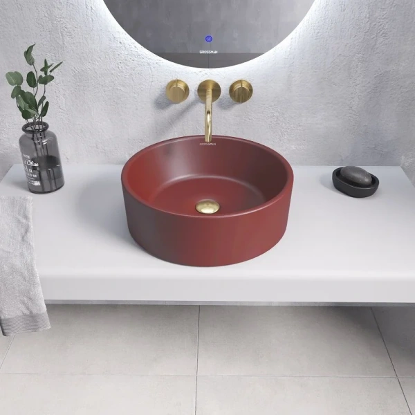 Раковина Grossman Color 41 см бордовая матовая - фото 4