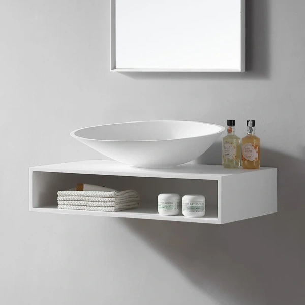 Тумба с раковиной подвесная Abber Stein AS1612 80 см искусственный камень