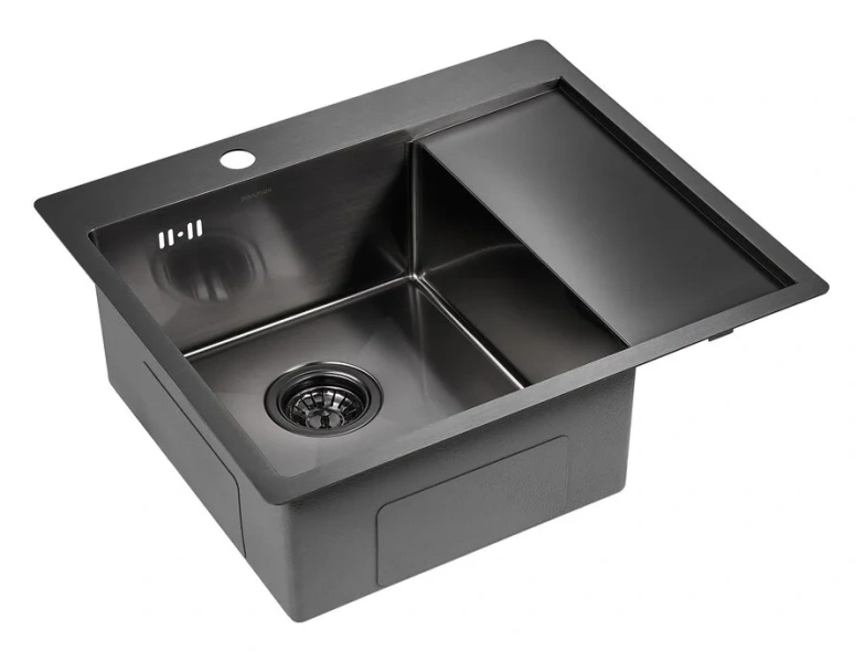Мойка для кухни Paulmark Flank 59 см вороненая сталь, левосторонняя, из нержавеющей стали, стальные, металлические - фото 3