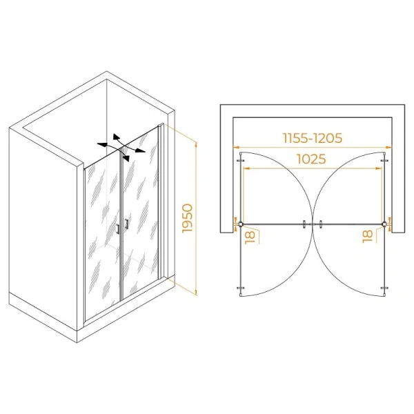 Душевая дверь в нишу RGW Passage PA-104 060810412-1 120 см распашная - фото 4