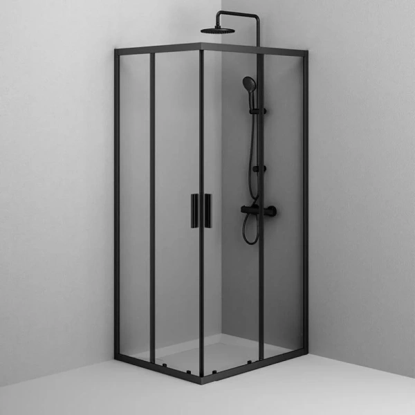 Душевой уголок Am.Pm Gem S 100x80 см профиль черный матовый, стекло прозрачное, стеклянные, угловые, без поддона - фото 6