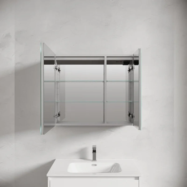 Зеркальный шкаф с подсветкой Sancos Evoke 80 см серый - фото 4