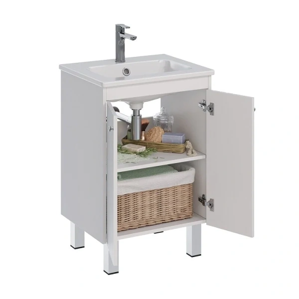 Тумба под раковину подвесная Lemark Romance 60 см белый глянец, подвесная, пристенная - фото 4