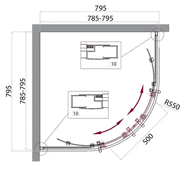 Душевой уголок BelBagno Uno 80x80 см стекло рифленое - фото 2