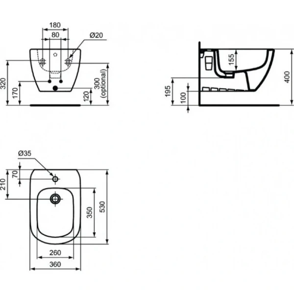Биде подвесное Ideal Standard Tesi черное матовое - фото 2