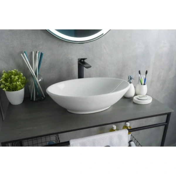 Раковина GID Lago N9021 52 см накладная белая, 50 см - фото 6