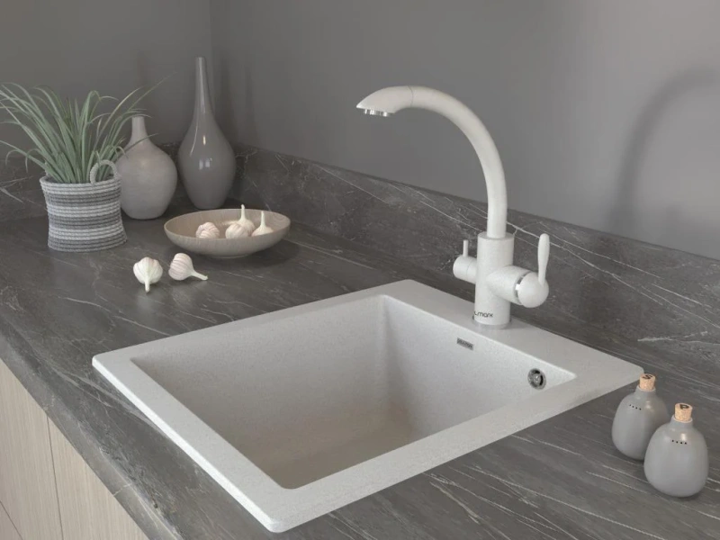 Смеситель для кухни Paulmark Essen бежевый, для кухни - фото 2