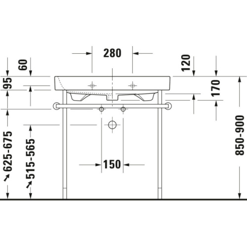 Раковина консоль Duravit Happy D.2 2318800000 с полотенцедержателем - фото 4